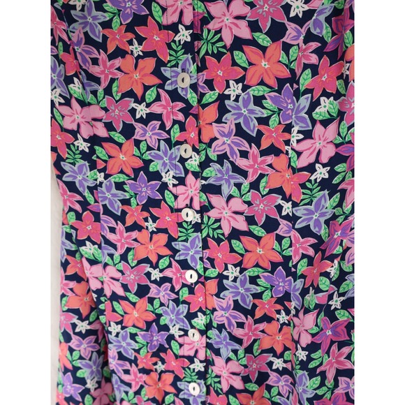 BLAIR Floral Smocked Button Front Midi Dress Bright Retro Summer Vacation  PS - Picture 14 of 15